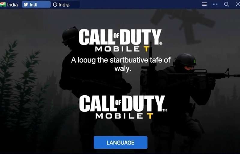 Call of Duty: Mobile - India language selection screen with Call of Duty: Mobile - India watermark